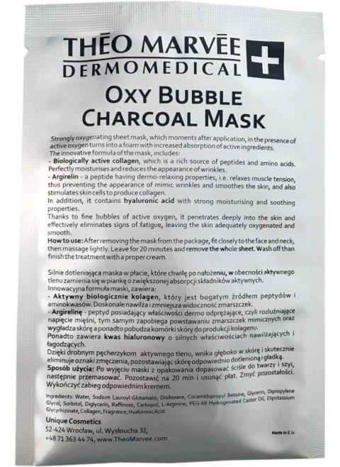 OXY BUBBLE Charcoal Mask - Dotleniająca maska w płacie